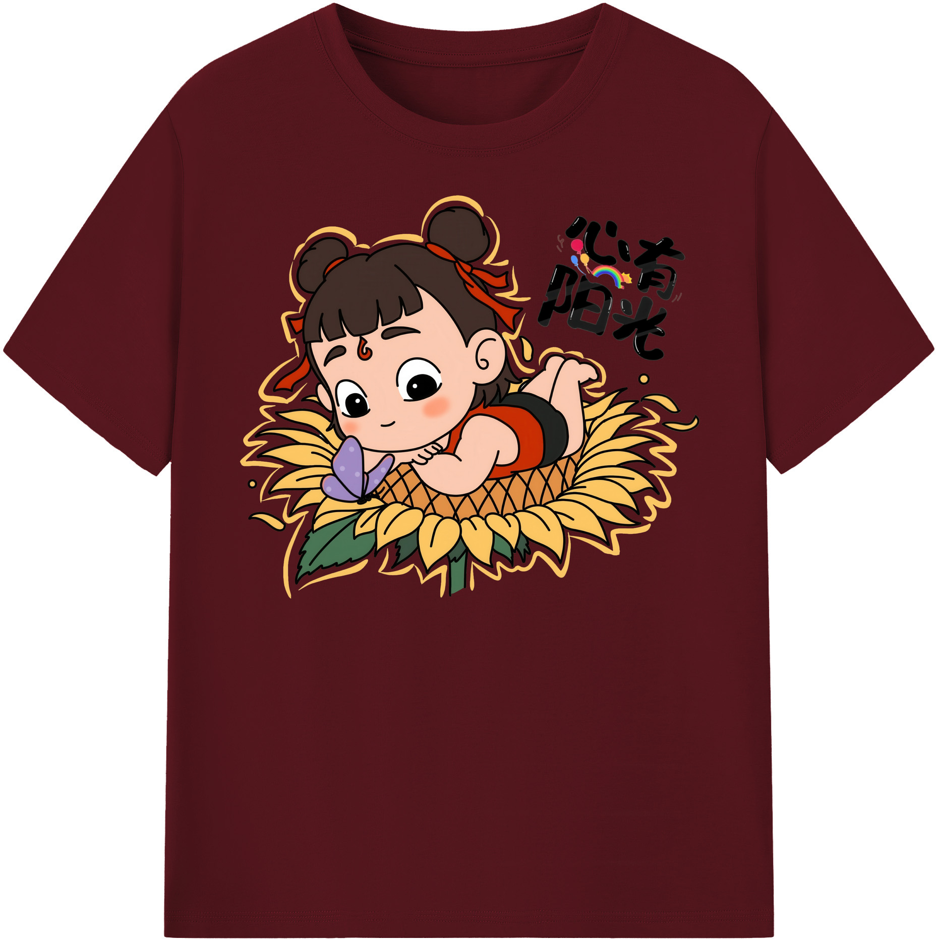 （画像用） Ne Zha 2 ナタ 魔童の大暴れ 綿100％半袖Tシャツ（フロントプリント）